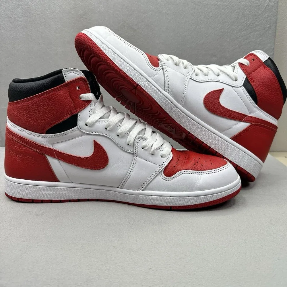 Mens Size 14 Nike Air Jordan 1 Retro High OG Heritage Shoes‎ White Red Sneakers